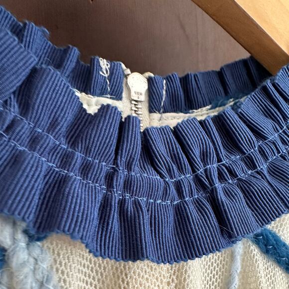 MI MI SOL | Cream Dress with Grosgrain Collar and Hand braided Lattice | Size 6 - Picture 6 of 12